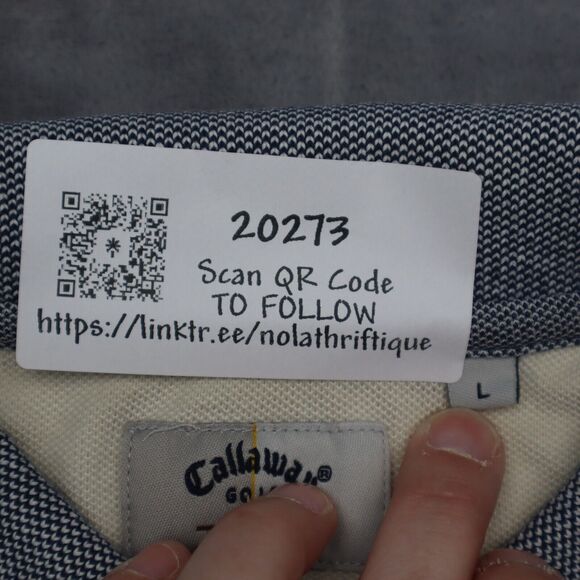 Callaway Shirt Mens L Gray Multicolor Striped Polo Sport Short Sleeve LOGO - Picture 3 of 16